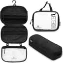 Toiletry Bag Kit Set: Hanging Travel Toiletry Bag + 311 TSA Cosmetic Liquid Bag + Ultralight Accessory Organizer Pouch, Black Ripstop, 3 Piece Toiletry Set - 1