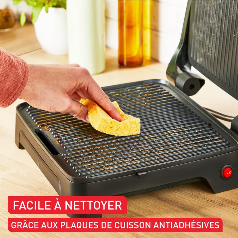 Tefal Inicio, Gril et machine à panini, Chauffe rapide: 2000W, Plaques de cuisson antiadhésives, Grande surface de cuisson, Noir, Inicio, GC271810 - 4