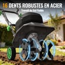 WORKPROX Motobineuse Électrique sans Fil 40V, Largeur 30 cm, Profondeur 20 cm, Batteries 2×4000 mAh, Guidon Pliable, Roues 4 Positions, Compacte et Silencieuse pour Jardin, Potager et Verger - 3