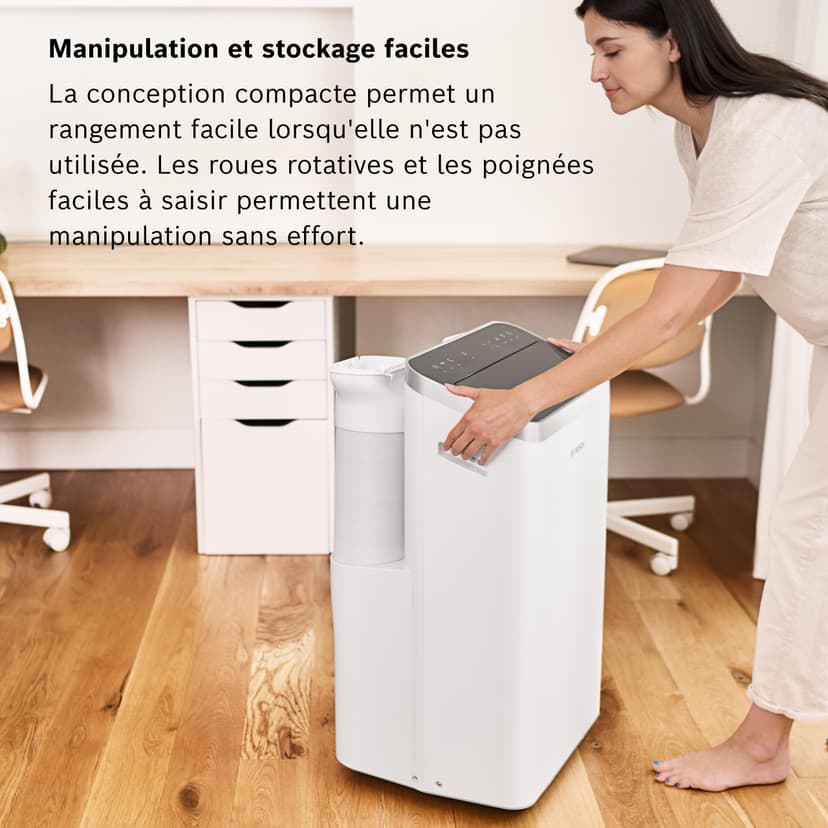 Bosch Cool 4000 Portable AC - 3 en 1 Climatiseur, Déshumidificateur, Ventilateur - 2,6 kW pour les pièces jusqu'à 35m² - Avec Mode Auto, Mode Silencieux et Mode Veille (48 db (A)) [Classe A+] - 6
