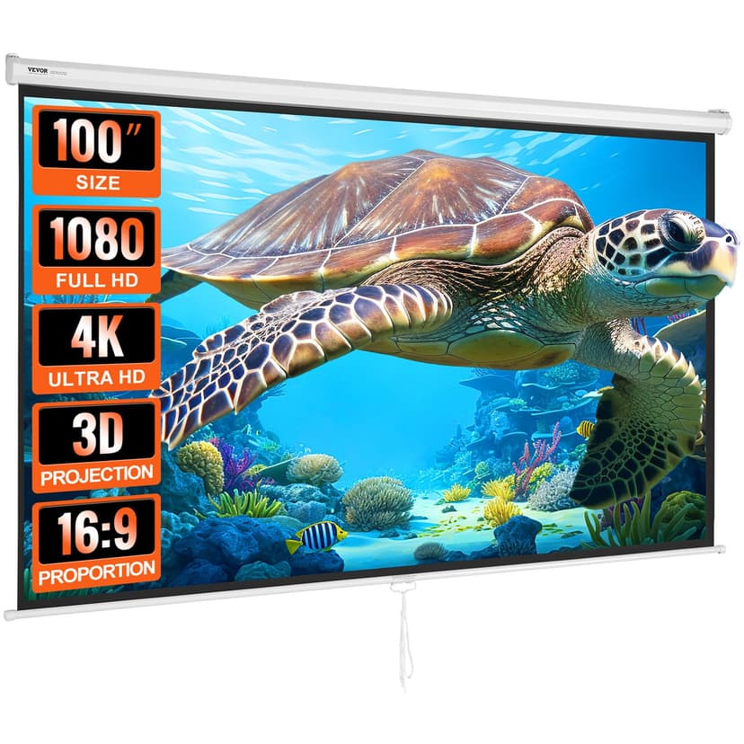 VEVOR Écran de Projection Enroulable Manuel 100 Pouces 16… - 1