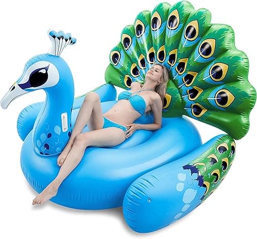 JOYIN Giant Inflatable Peacock Pool Float, Pool Inflatables for Adults, Beach Floaties, Swim Party Toys, Inflatable Pool Floats, Summer Pool Raft Lounge For Adults(167X157X121cm)