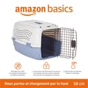 Amazon Basics Hard-Sided Cat Carrier, Two-Door Top-Load Pet Dog/Cat Travel Box Carrier, Blue, 58 L x 38 W x 33 H cm - 2