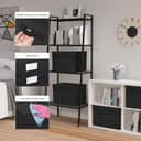 DIMJ Lot de 4 boîtes de rangement pliables avec couvercles, bacs de rangement pliables avec poignée, panier de rangement en tissu pour vêtements, jouets, livres - 3