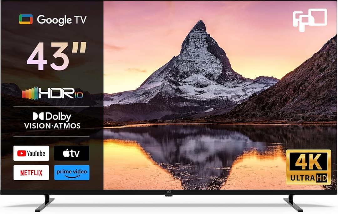 FPD Smart TV 43 Pouces, (108cm) 4K UHD Télévision avec Dolby Vision, HDR, Dolby Atmos | Google TV Fluide | 4K 60Hz HDMI | Google OS, MEMC, Idéal pour Salon, Films et Streaming