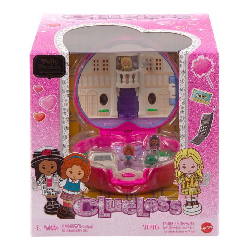 Polly Pocket x Clueless Collector Compact, Micro Dolls and Playset, 5 Themed Accessories Including Toy Car, Cher, Dionne, & Tai, JCC21 - 6