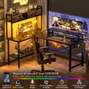 iSunirm L Shaped Gaming Desk with Power Outlets & LED Lights, Small L- Shaped Computer Corner Desk with Monitor Stand & Storage Shelf, Gaming Table with Storage Bag, Black - 2