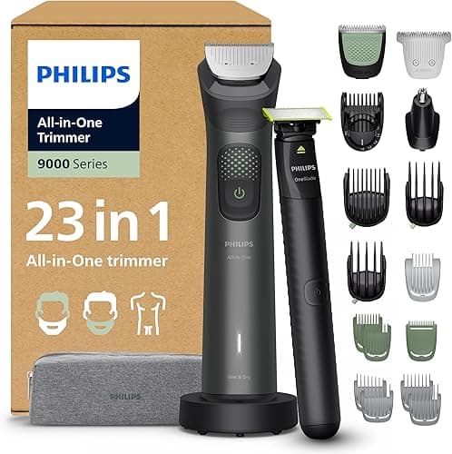 Philips Multigroom 9000 Series All-in-One 23-Piece Trimmer, Shaver & Clipper + OneBlade Trimmer for Men - All-Over Grooming Set for Beard, Nose, Hair & Body, 27 Length Settings (0.2-20 mm), MG9561/30