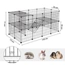 SONGMICS Pet Enclosure, LPI02H, 2 Levels, Modular Enclosure for Small Animals, Hamsters, Rabbits, Guinea Pigs, Mesh Panels, Indoor Use, 143 x 73 x 71 cm, Black - 5