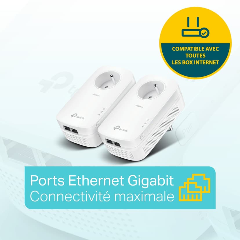 TP-Link 2000Mbps Powerline with 2 Gigabit Ethernet Ports and Integrated Socket, 2 Powerline Kit - Perfect Solution for Enjoying Multi-TV Service at Home -TL-PA9025P KIT (EN) - 5