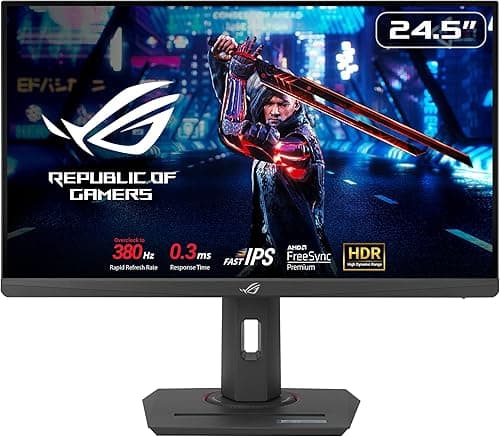 ASUS ROG Strix XG259QNS Esports Gaming Monitor — 25 inch (24.5 inch viewable) FHD (1920 x 1080), 380 Hz (OC), Fast IPS, 1 ms GTG (0.3 ms Minimum), HDR, DisplayWidget Center