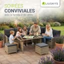 Juskys Salon de Jardin Lounge Manacor en polyrotin Gris moucheté - avec canapé, Table, 2 tabourets et Coussins - Ensemble de Meubles de Jardin jusqu'à 7 Personnes - Housses Grise - 8