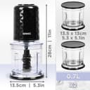 Duronic Mini Chopper CH57 BK Mini Food Processor 500W Black Vegetable Choppers 2 x 700ml Blender Bowl with Lid Garlic Chopper with Quad Stainless Steel Blades for Dips Sauces Vegetable Meat Mincer - 2