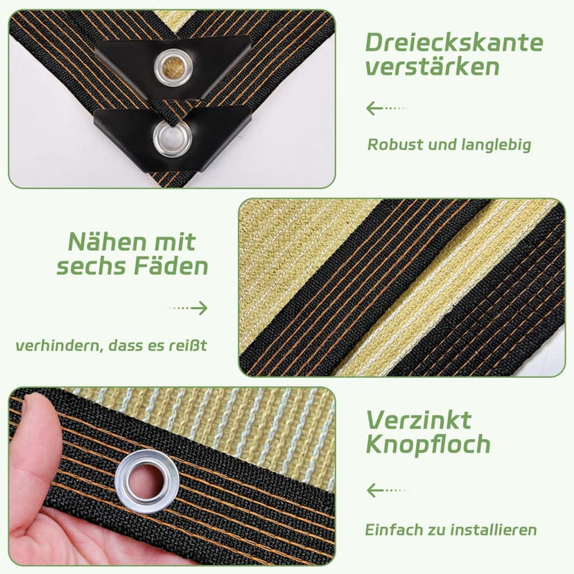 Filet d'ombrage de Jardin, 3 x 6 m, avec œillets, Filet d'ombrage, pour Toit de terrasse, Protection Solaire, pour enclos de Jardin, rongeurs - 4