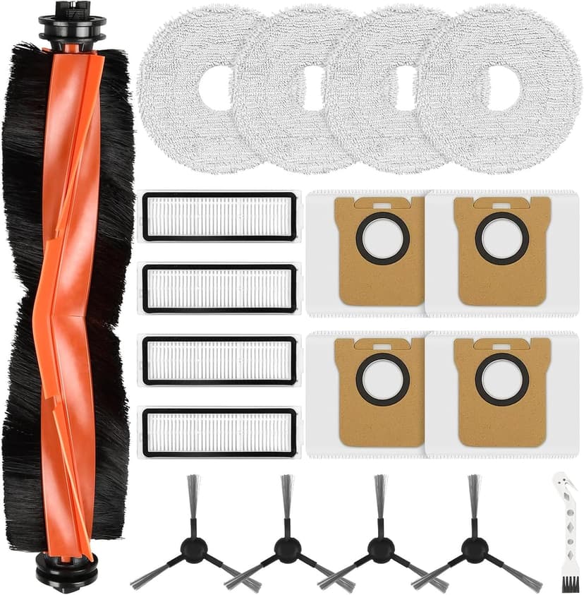 Lot de 18 Accessoires pour Robot Aspirateur Xiaomi Robot Vacuum X20 Max / X20 Pro, Pièces de Rechange avec 1 Brosse Principale, 4 Lingettes, 4 Sacs à Poussière, 4 Filtres, 4 Brosses Latérales - 1