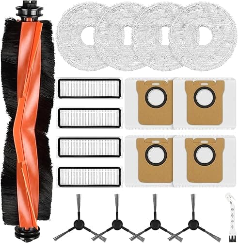 Lot de 18 Accessoires pour Robot Aspirateur Xiaomi Robot Vacuum X20 Max / X20 Pro, Pièces de Rechange avec 1 Brosse Principale, 4 Lingettes, 4 Sacs à Poussière, 4 Filtres, 4 Brosses Latérales