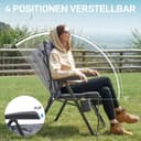 EVER ADVANCED Chaise de camping pliable avec dossier réglable en 4 positions jusqu'à 150 KG Chaise pliante 6 cm d'épaisseur Rembourrée avec poche latérale Porte-boissons Chaise de jardin avec dossier - 4