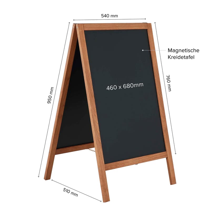 Display Sales Outdoor Chalkboard 54×95 cm | Weatherproof Wooden A-Board | Magnetic Pavement Sign with Beech Frame | Double-Sided A Frame Sign Board for Cafes, Shops, Bars and Restaurants - 2
