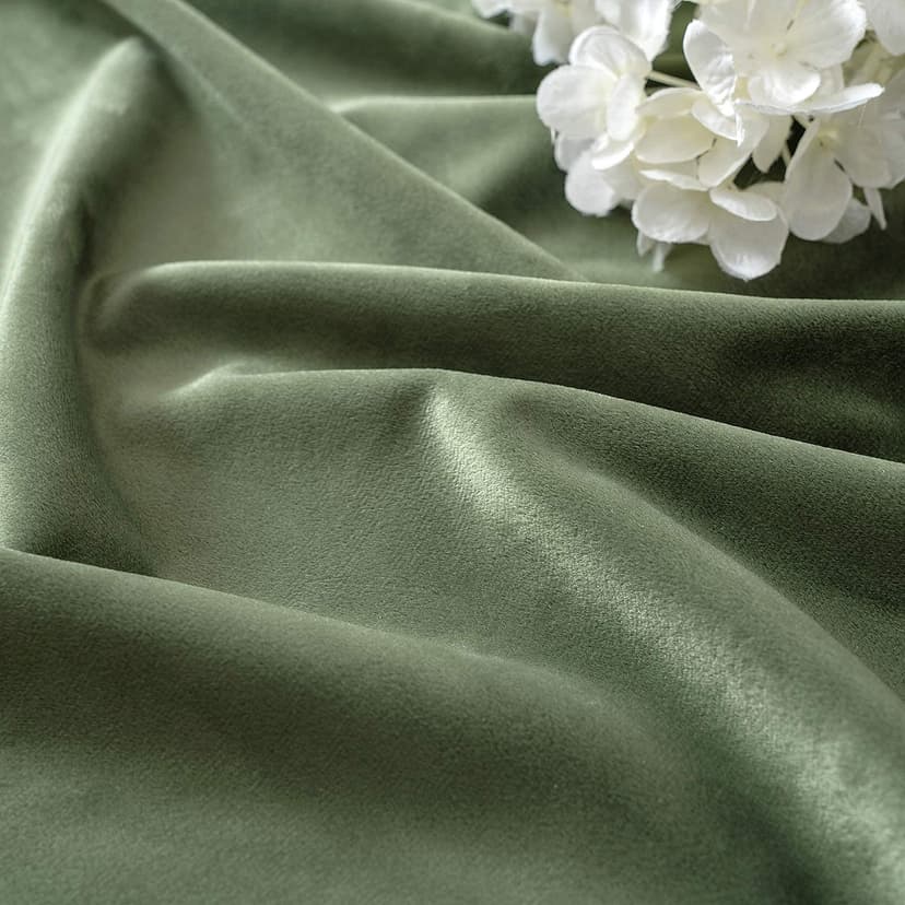 MIULEE Olive Green Velvet Curtains for Bedroom 2 Panel Set 96 Inch Drop Curtains, Soft Elegent Home Decor Velvet Curtain Living Room, Sun Blocking Room Darkening Thermal Eyelet Curtain 55x96 Inch - 3