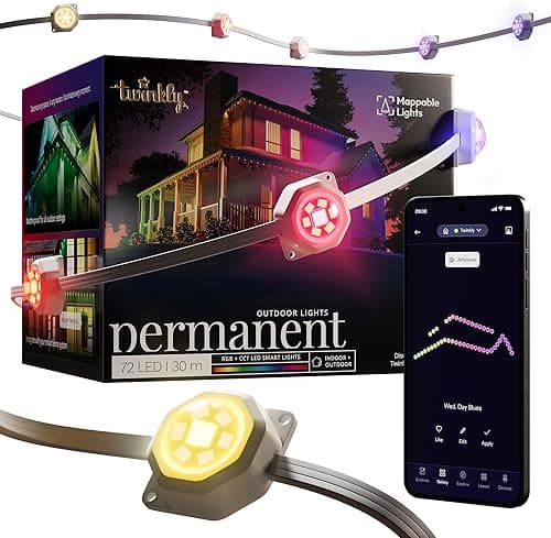 Twinkly Permanent Light - 72 RGB LED String, White Wire, Plug F