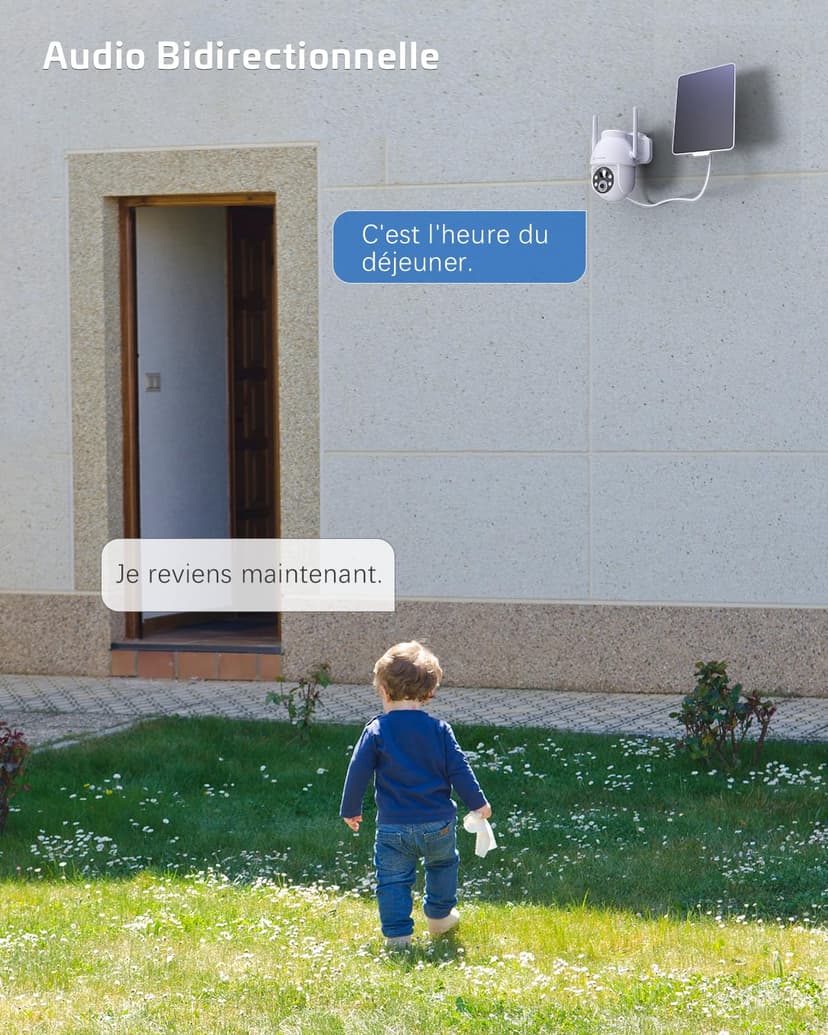 COCOCAM 2PCS 2K Camera Surveillance WiFi Exterieure sans Fil sur AI Détection Humaine, Vision Nocturne Couleur, Audio Bidirectionnel, 2.4GHz WiFi, Cloud - 7