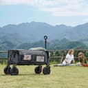 TIMBER RIDGE Festival Trolley on Wheels with Brakes, 200L Folding Camping Trolley Cart with Adjustable Handle & Cover Bag, 100kg Heavy Duty Cart Wagon for Outdoor Beach Garden Picnic Shopping - 2