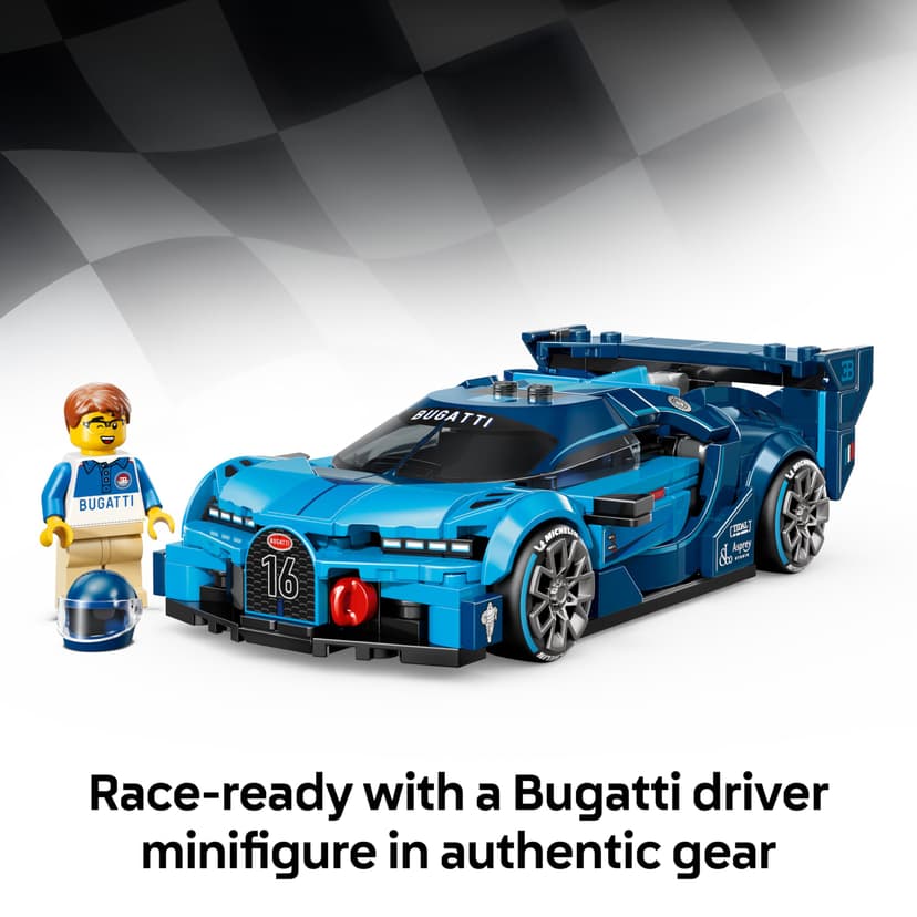 LEGO Speed Champions Bugatti Vision GT Hyper Sports Car Toy - Model Kit w/a Collectible Driver Minifigure - Gaming Gift Idea for 9+ Year Old Boys & Motorsport Fans - 77253 - 5