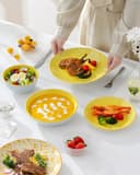 vancasso SELENE Assiettes Service de Table pour 6 Personnes, 24 Pièces, Vaisselle en Porcelaine Pastel - 6 Assiette Plate, à Dessert, Creuses et Bols - Adapté au Micro-Ondes - Style Floral Coloré - 2