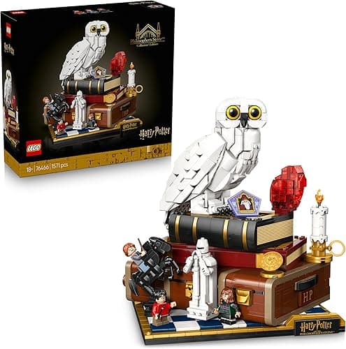 LEGO Harry Potter Philosopher's Stone – Collectors' Edition - Room Decor DIY Model w/Miniature Movie Scenes - Hedwig Owl Figure, 3 Minifigures - Gift Idea for Adult Fans - 76466