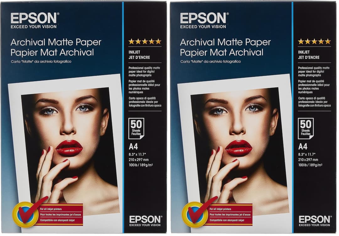 Papier photo A4 mat Epson Archival 189 g/m2, 50 feuilles …