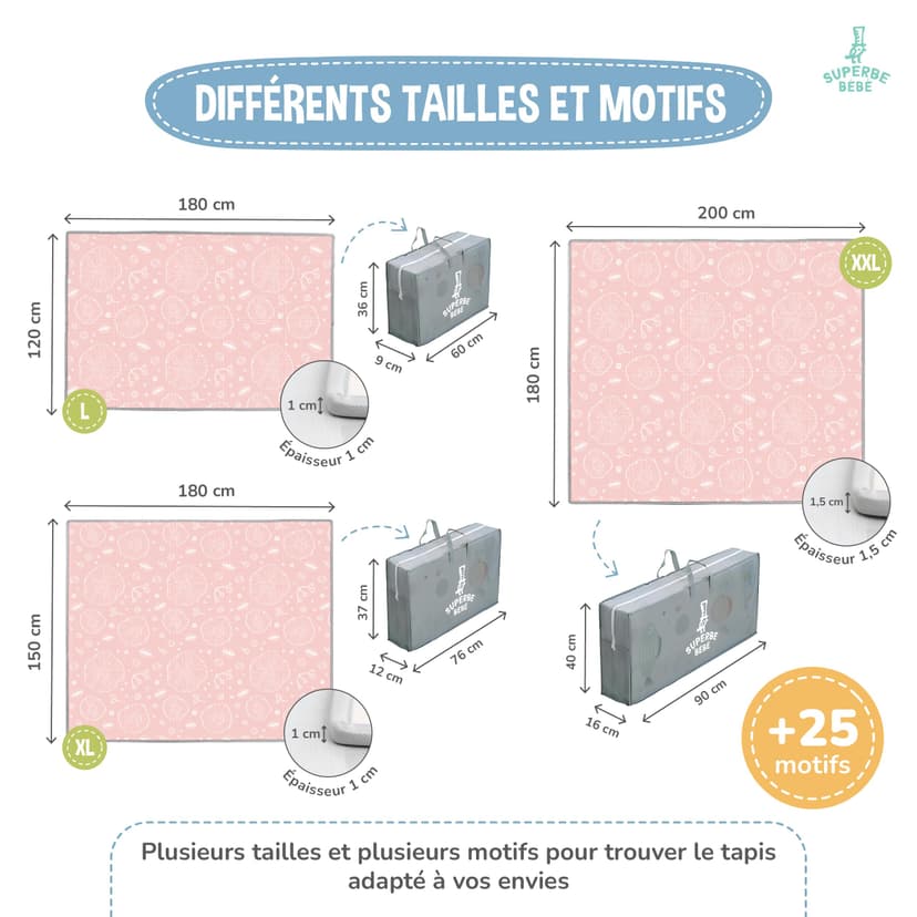 Tapis D'éveil Bébé Pliable Epais Réversible 150x180x1cm - tapis De Jeu Pour Enfant Bebe - tapis De Sol XXL En Mousse - Tapis De Motricité Favorisant Le Développement Sensoriel - Cadeau Naissance Bébé - 7