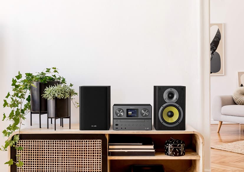 PHILIPS M8905/10 Micro Music System with Bluetooth and DAB+/FM Internet Radio (USB, Spotify Connect, CD, MP3-CD, 100 W, Bass-Reflex Loudspeakers, Digital Sound Control) - 2020/2021 Model, Black, 100 W - 4