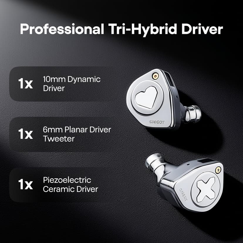 HIFIXAUDIO SIMGOT EW300 in Ear Monitor, 1DD+1Planar+1PZT Hybrid Driver IEM Earphones, HiFi Wired Earbuds with Detachable Nozzles, Gaming Earbuds with OFC IEM Cable for Audiophiles (SIMGOT-EW300) - 4