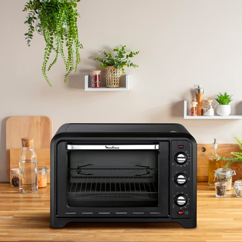 Moulinex Four électrique 39 L, 7 modes de cuisson, Chaleur tournante, Thermostat réglable jusqu’à 240° C, Tournebroche, Minuteur 120 min, Grille réversible, Optimo noir OX485810 - 5