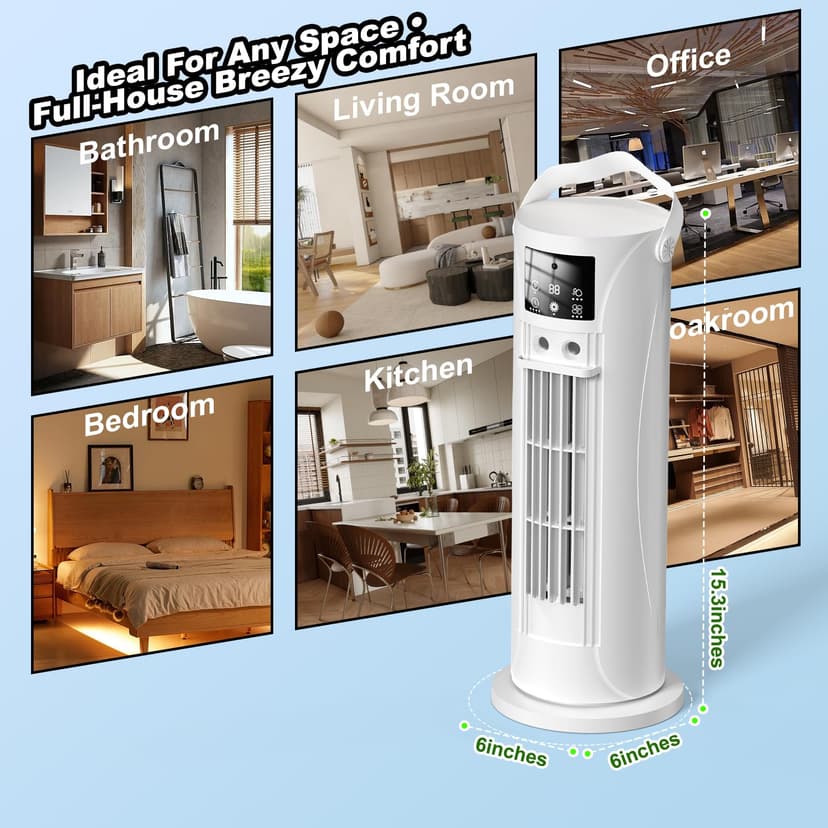 Climatiseur Mobile 4 en 1 Silencieux 28dB, Rafraîchisseur d’Air Mode Tempête, Oscillation 120°, 4 Vitesses Vent Naturel 3D Sommeil, 2 Brumisations, Minuterie 8H pour Chambre Bureau（Blanc ） - 9