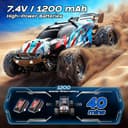 Womaqu Voiture Télécommandée Adulte 1:18 RC Car 4x4 40 km/h Débutant, Voiture Radiocommandée Tout Terrain Compacte avec Transmission Métallique et 2 Batteries, Modèle RC Extérieur - 4