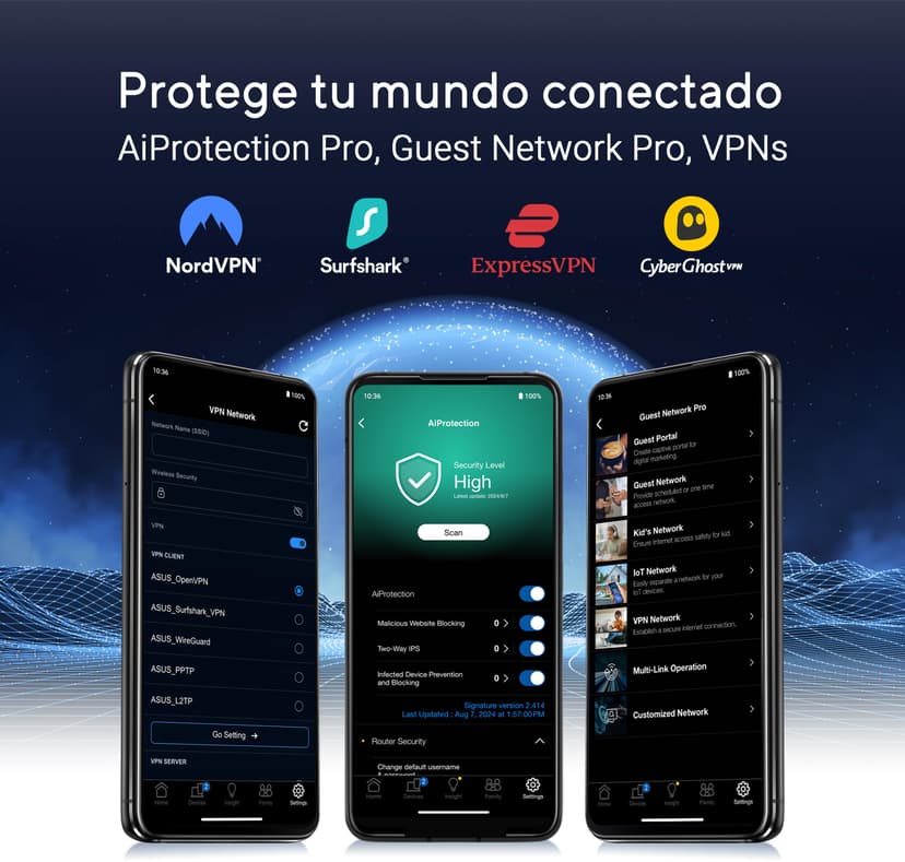 ASUS RT-BE86U - Routeur Wi-FI 7 Extensible - Double Bande BE6800, 4096-QAM, MLO, AI WAN Detection, AiMesh, Abonnement Gratuit à la sécurité réseau,VPNs - 6