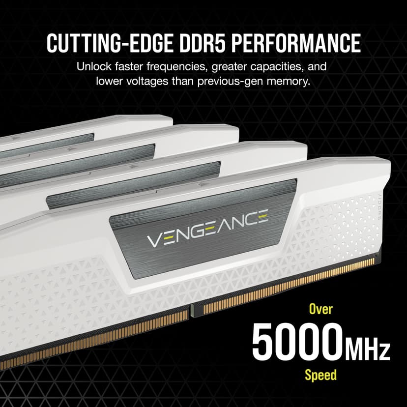 CORSAIR VENGEANCE DDR5 RAM 32GB (2x16GB) Up to 6400MHz CL36-48-48-104 1.35V AMD EXPO Intel XMP 3.0 Desktop Computer Memory – White (CMK32GX5M2B6400Z36W) - 3