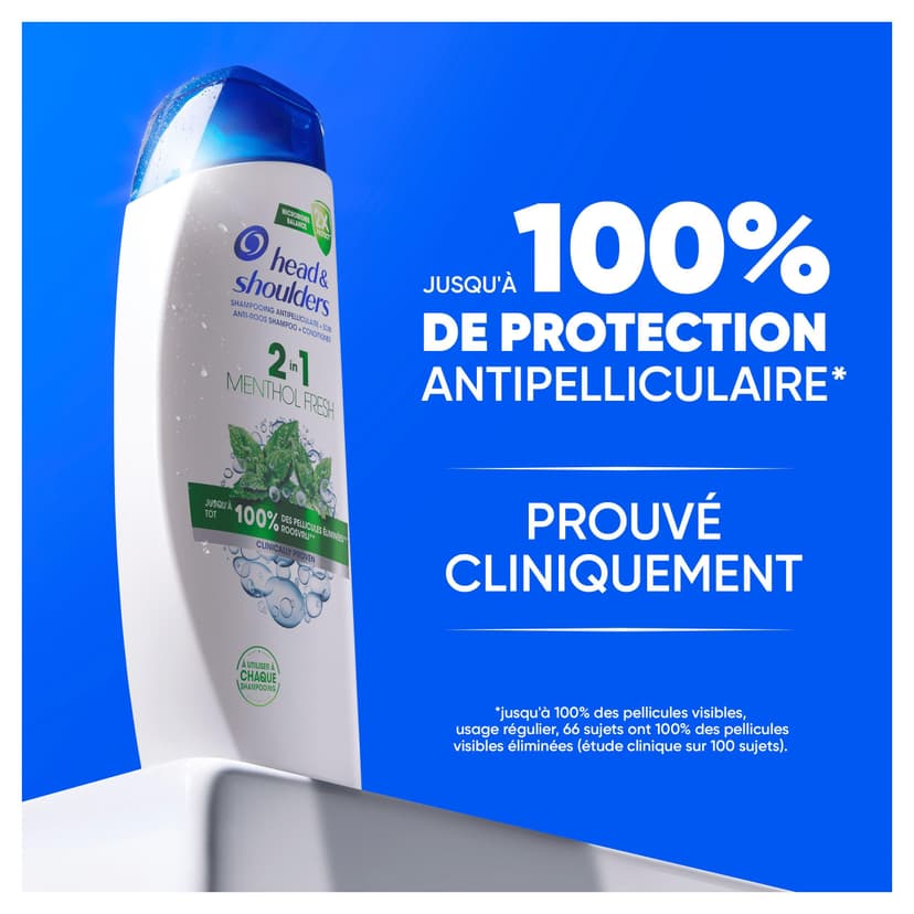 Head & Shoulders Menthol Fresh 2 en 1 Shampoing Antipelliculaire 300ml. Jusqu'à 100% des Pellicules Éliminées, Cliniquement Prouvé. Tous Types de Cheveux. Usage Quotidien. Parfum Frais Menthe  Head & Shoulders Menthol Fresh 2 en 1 Shampoing Antipelliculaire 300ml. Jusqu'à 100% des Pellicules Éliminées, Cliniquement Prouvé. Tous Types de Cheveux. Usage Quotidien. Parfum Frais Menthe - 2
