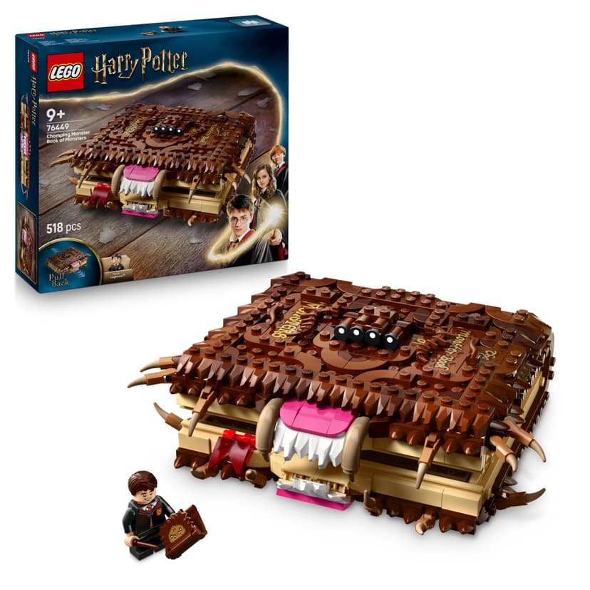LEGO Harry Potter Chomping Monster Book Of Monsters – Interactive Toy with Pull-Back Motor & Chomping Mouth – incl. Neville Longbottom Minifigure - Gift for 9+ Year Old Boys, Girls & Fans - 76449 - 1