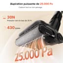 roborock F25 ACE Pro Aspirateur Laveur sans Fil, 25000Pa, JetFoaming Anti-Taches, Brosse Anti-Emmêlement, Design 180° à Plat, Auto-Nettoyage Eau Chaude & Séchage, 60 Min - 9