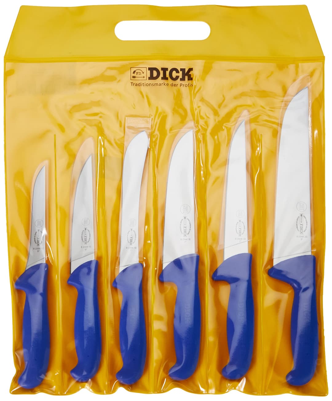 Set of 6 ERGOGRIP knives in self-service plastic bag, 36.4 cm, Bleu