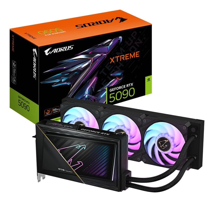 Gigabyte AORUS GeForce RTX 5090 XTREME WATERFORCE 32G Graphics Card - 32GB GDDR7, 512bit, PCI-E 5.0, 2655MHz Core Clock, 3 x DP 2.1a, 1 x HDMI 2.1b, NVIDIA DLSS 4, GV-N5090AORUSX W-32GD - 1
