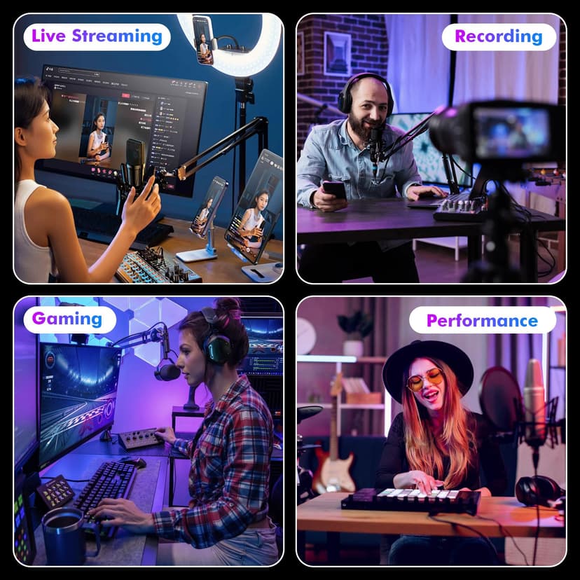 G1 Neo Audio Mixer, Gaming Audio Mixer, RGB Sound Card for XLR Microphone, Streaming Audio Interface, 48V Phantom Power, Custom Sound Effects - 8