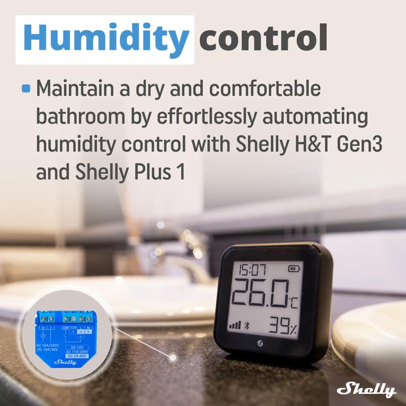 Shelly H&T Gen3 Black | Wi-Fi Smart Temperature & Humidity Sensor | Remote Control & Monitoring | Smart Scenes | Notification Alerts | Free Data Storage Export | No Hub Required | Alexa & Google Home - 6