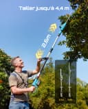 SEESII Telescopic Hedge Trimmer Battery 20 Inches, Lightweight 3.9 kg for Elderly and Women, 4.4 m Reach, 600 W Motor with 2 x 4.0Ah Batteries, Adjustable Head 135°, Electric Hedge Trimmer for High - 4