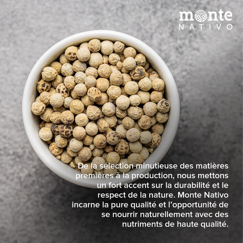 Peppercorns white Monte Nativo (500g) - Whole Peppercorns white - Gently dried and aromatic Spices ideal for Cooking and Seasoning - 3