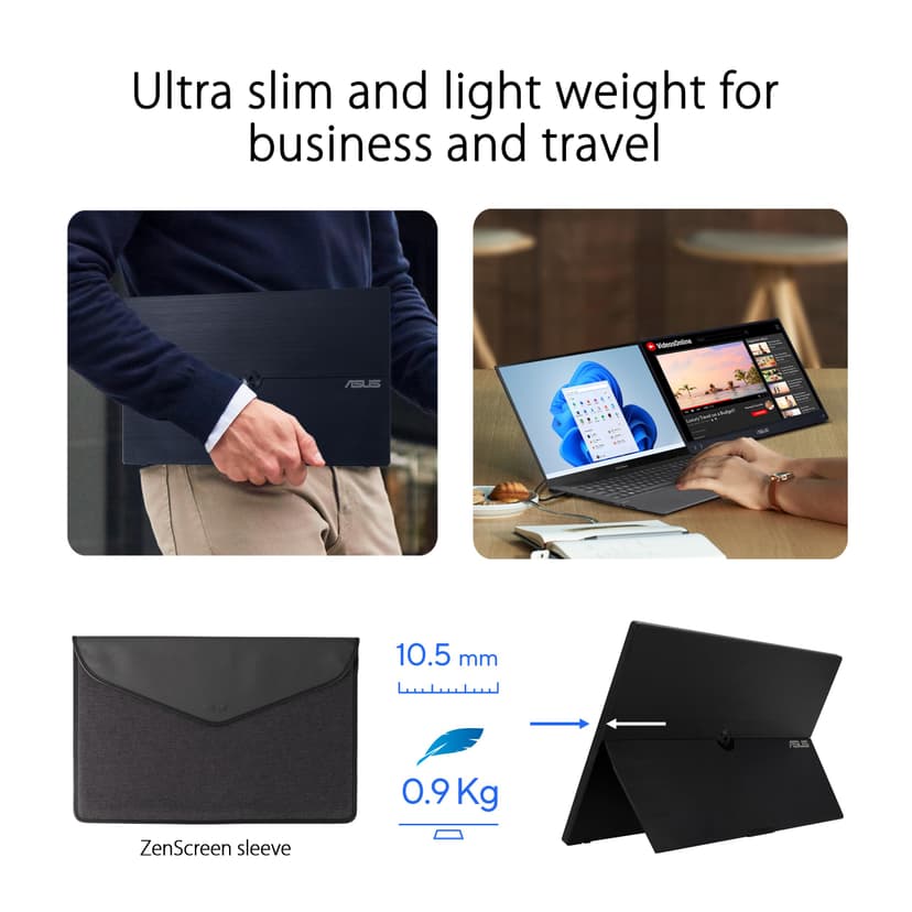 ASUS ZenScreen MB16ACV Portable USB Monitor- 15.6 inch Full HD, IPS, Hybrid Signal Solution, USB Type-C, Flicker Free, Blue Light Filter, Anti-glare surface, Antibacterial treatment - 4