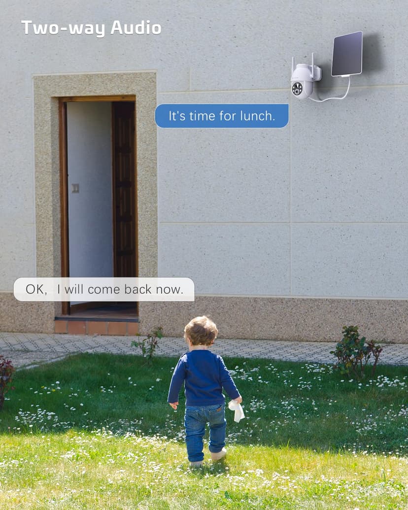 COCOCAM (2Pack Solar Camera Outdoor Wireless, 2K PTZ Security Cameras 2.4GHz WiFi, CCTV Surveillance Camera for Home Security, AI Motion Detection/Color Night Vision/2-Way Audio, IP66, Support Alexa - 7
