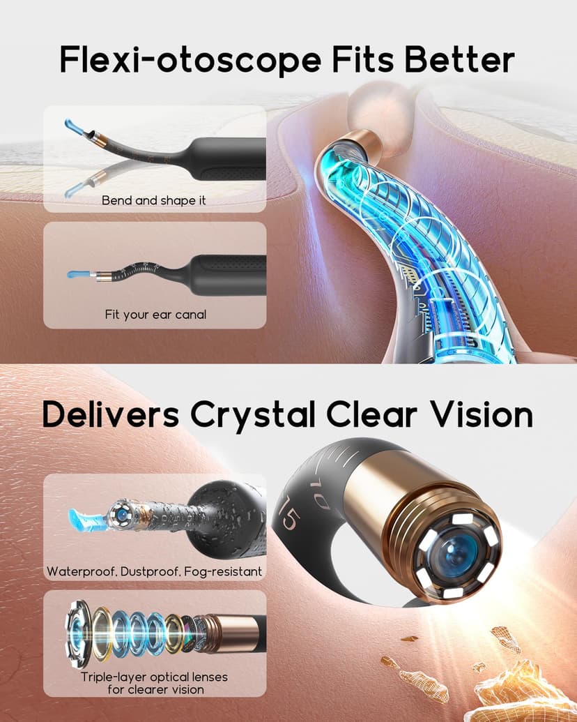 Bebird Earsight Plus Ear Wax Removal Tool Camera, Ear Cleaner with Flexible Wireless Ear Camera Otoscope, Painless Visual Ear Pick Tweezers Wax Remover, Portable Ear Cleaning Kit for Adults/Kids - 2